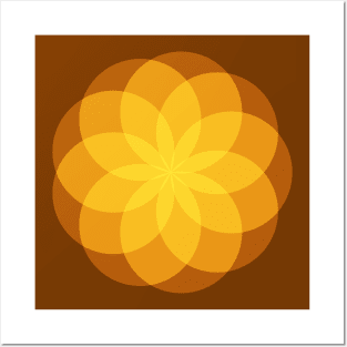 Geometric Flower of Circles (Orange) Posters and Art